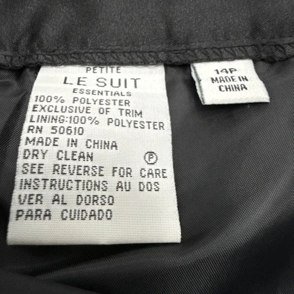 Le Suit satin blazer pant suit set women's 14P petite black 2 piece formal event - Picture 16 of 16